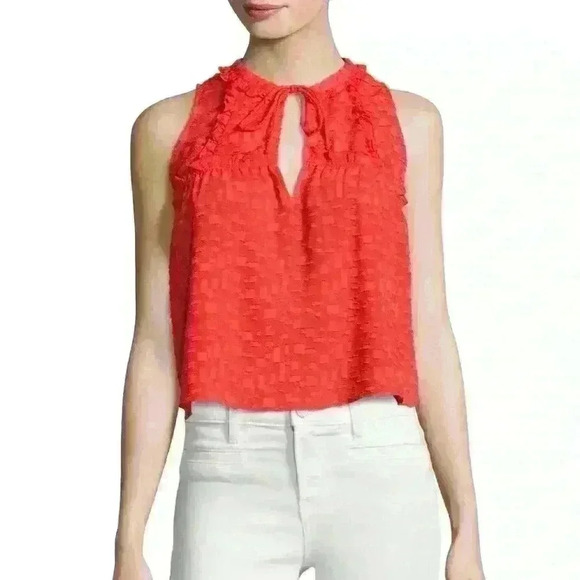 Iro Sz 40/US 8 Ragnhild Top Sleeveless Textured Boxy Red Summer Flowing Fun Cute - Picture 1 of 13